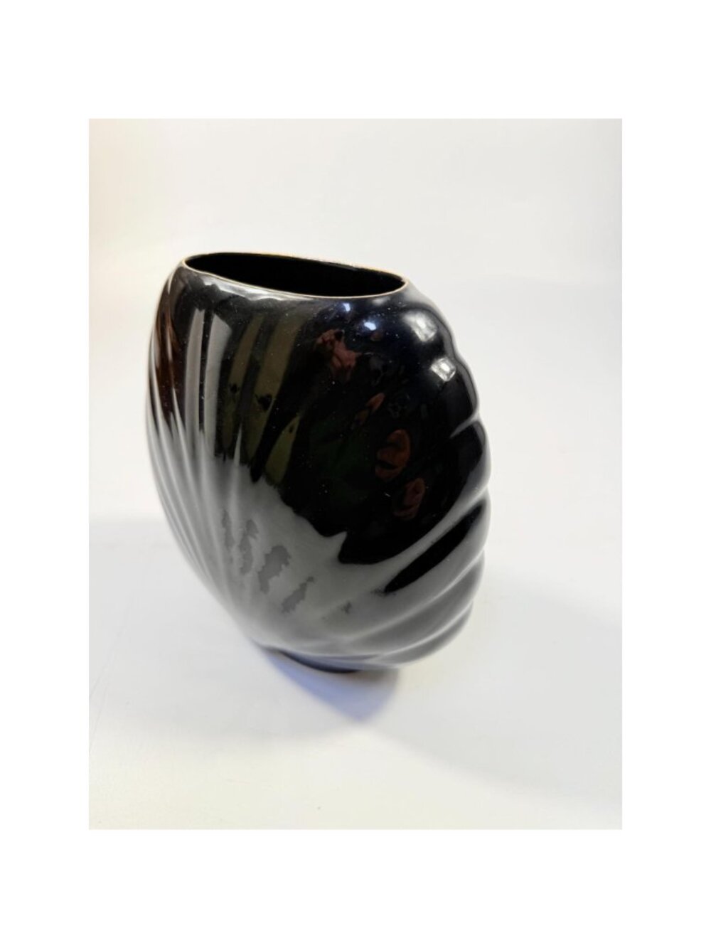 Oriental Vase Black Gloss Porcelain Red Poppies Flowers Poppy Fine China Japan 8 - Picture 8 of 16